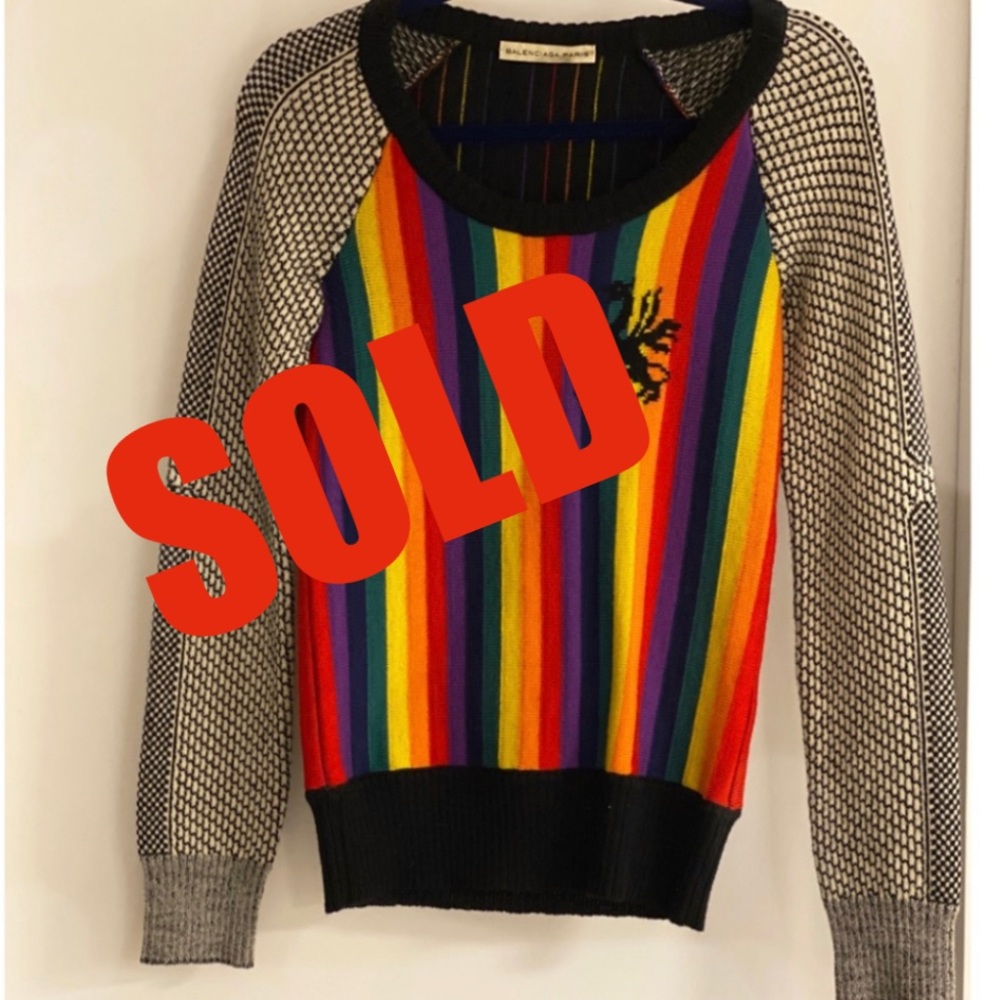 Rare Vintage Balenciaga Rainbow Wool Knit Sweater